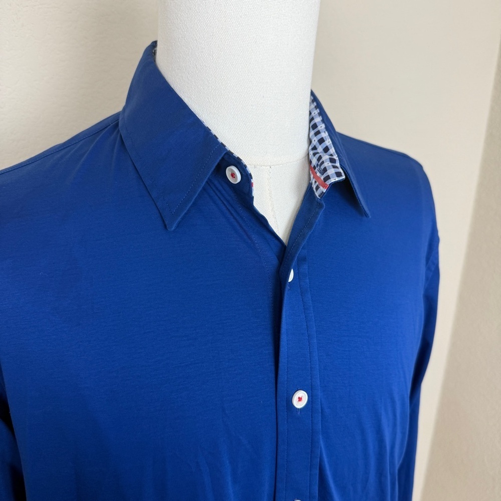 Buttercloth Shirt Mens Large Blue Button Up Long Sleeve Regular Flip Cuff - Picture 3 of 8